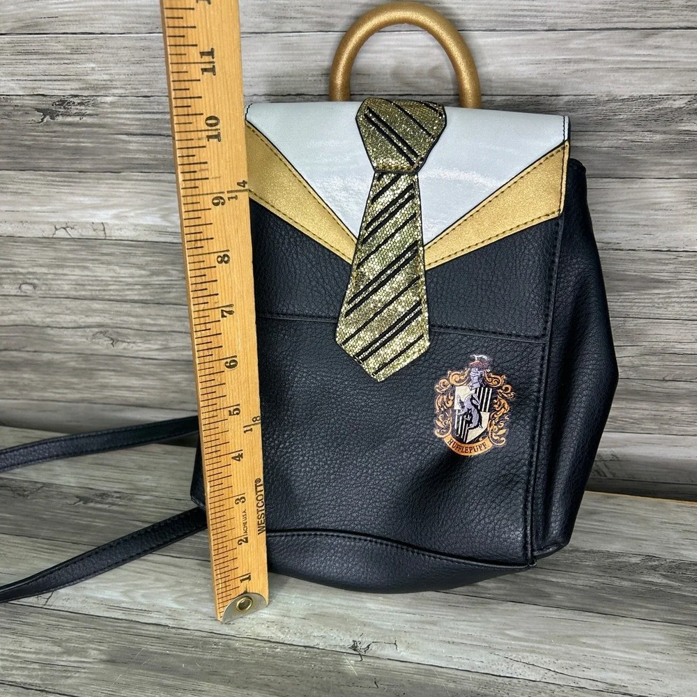 Danielle Nicole Harry Potter Hufflepuff Uniform Mini Backpack Purse Black Gold